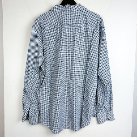 Bugatchi Blue Black White Houndstooth Button Up Shirt - 2XL XXL - Picture 7 of 10